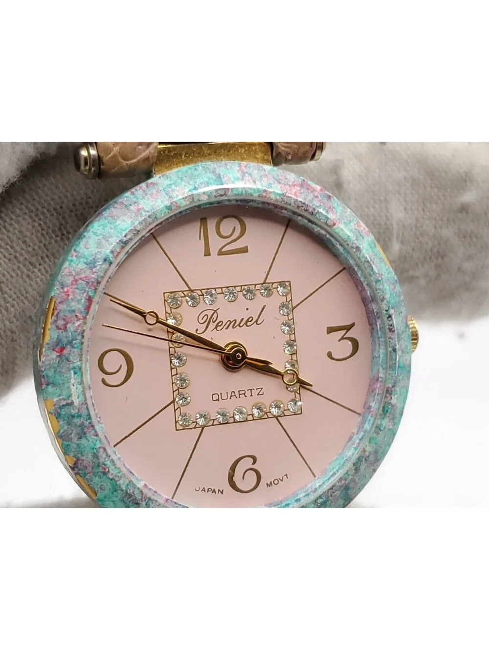 Peniel Quartz Watch Women New Battery Pink Dial Round 30mm